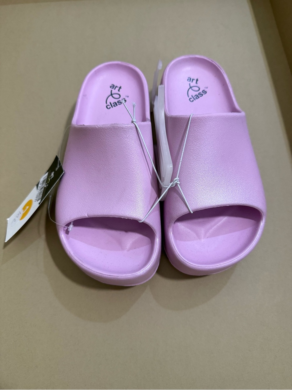 New Art Class Pastel Pink/Purple Slide Sandals - little girl size 1